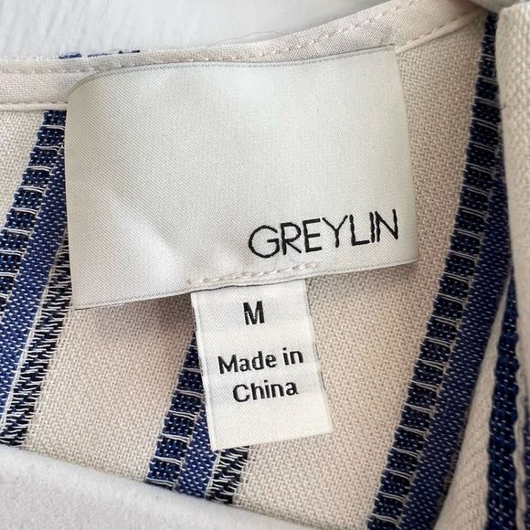 Anthropologie Greylin Blue Striped Josie Romper Shorts Size M Belted Soft - Picture 13 of 16